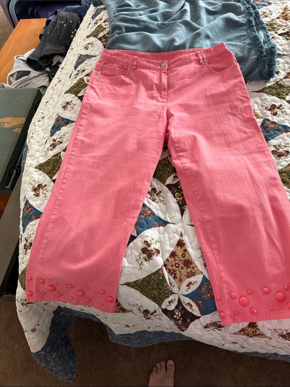 Ruby Rd. Pink Denim Jacket & Cropped Pants Set - Picture 8 of 11